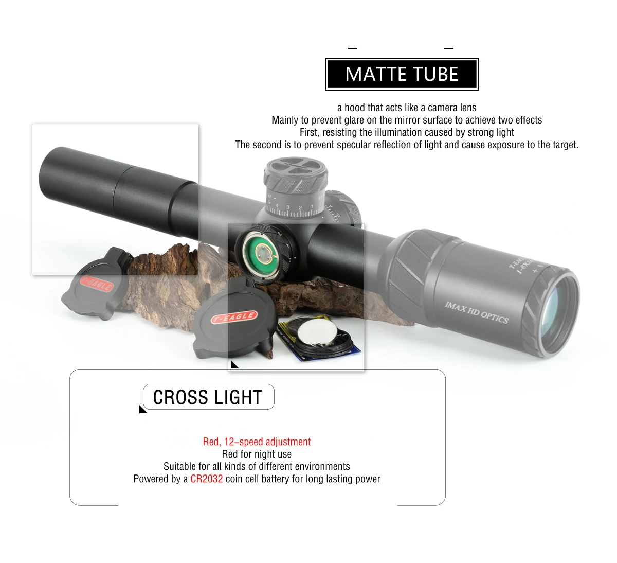 TEAGLE ED 1-8x24 IR Lange Eye Relief охотничий прицел тактический оптический прицел Verlichte Red Rifle Scope fit 30-06 308 AR1
