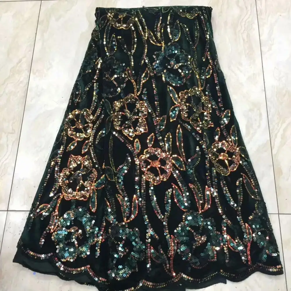 Французская кружевная ткань с пайетками бархатная высокого качества 5 ярдов