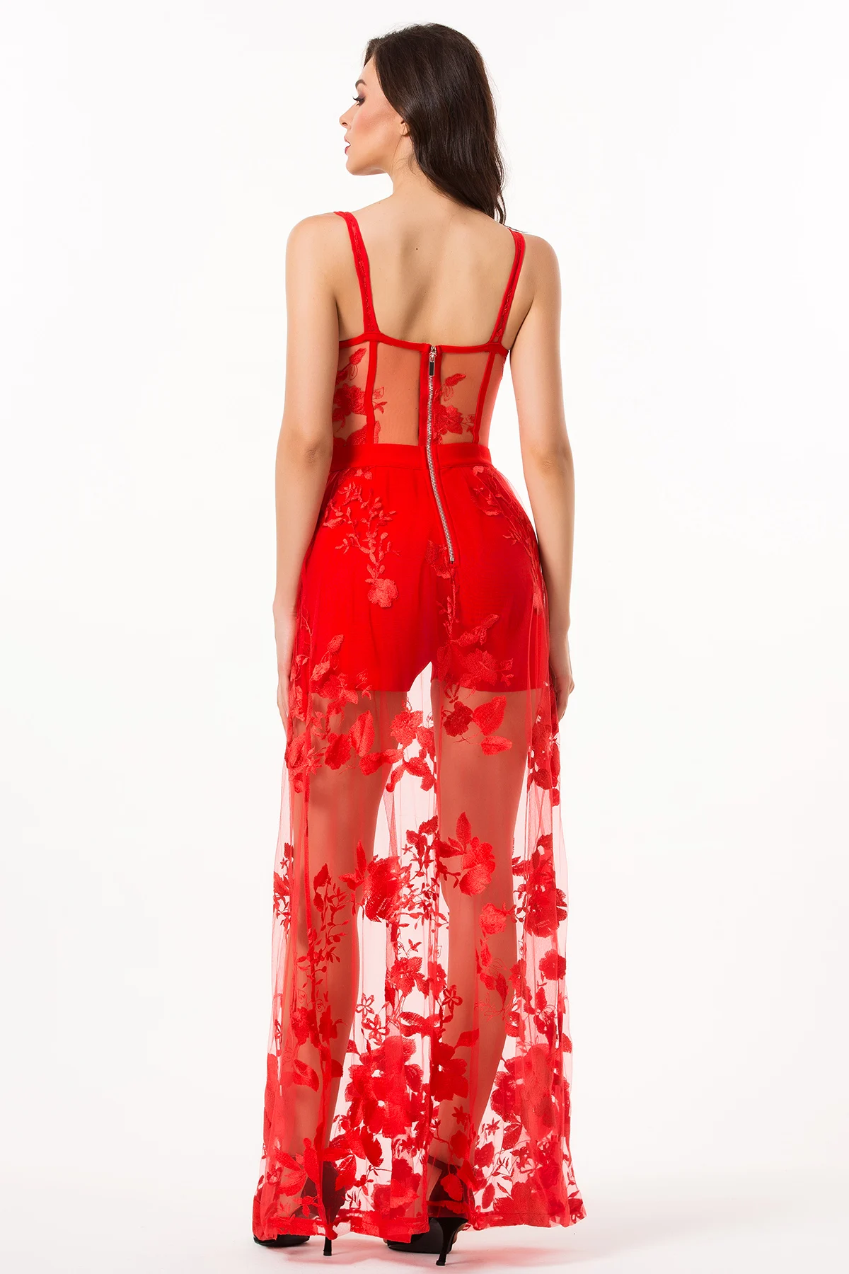 

Women Luxury Sexy Sleeveless Mesh Lace Red Maxi Long Bodycon Bandage Dress 2020 Elegant Evening Party Dress Vestidos