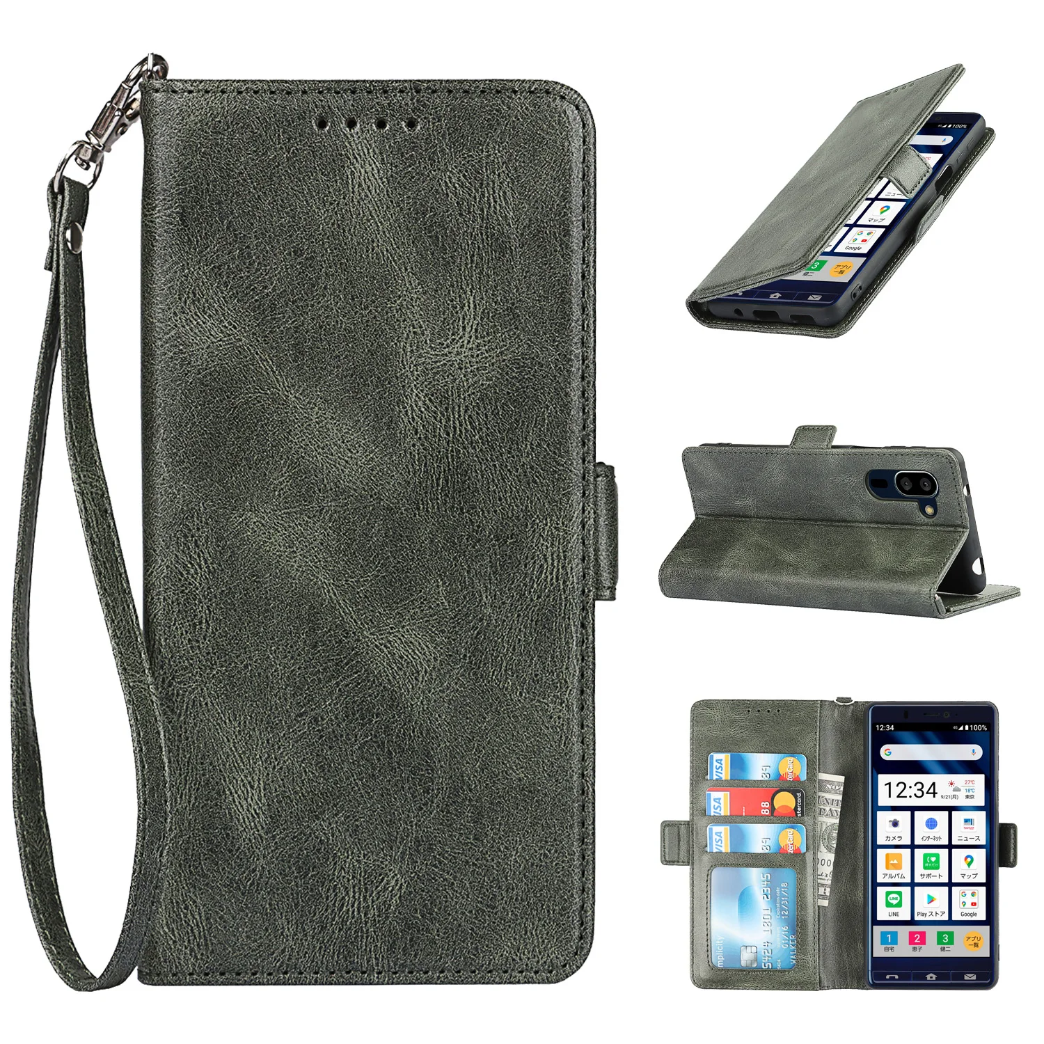 

Original Flip Case For SHARP One S5 Sense 3 4 Lite Plus Simply 5 SH-01K SHV39 Retro Magnetic Card Stand Wallet Case