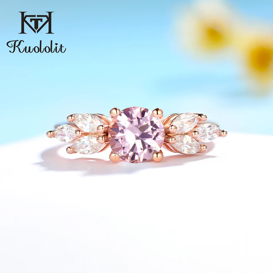 Женское кольцо с драгоценными камнями kuoloit серебряное из настоящего 925 пробы и