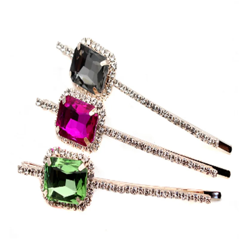 Трендовые квадратные заколки для волос женщин и девушек цвета розового золота с