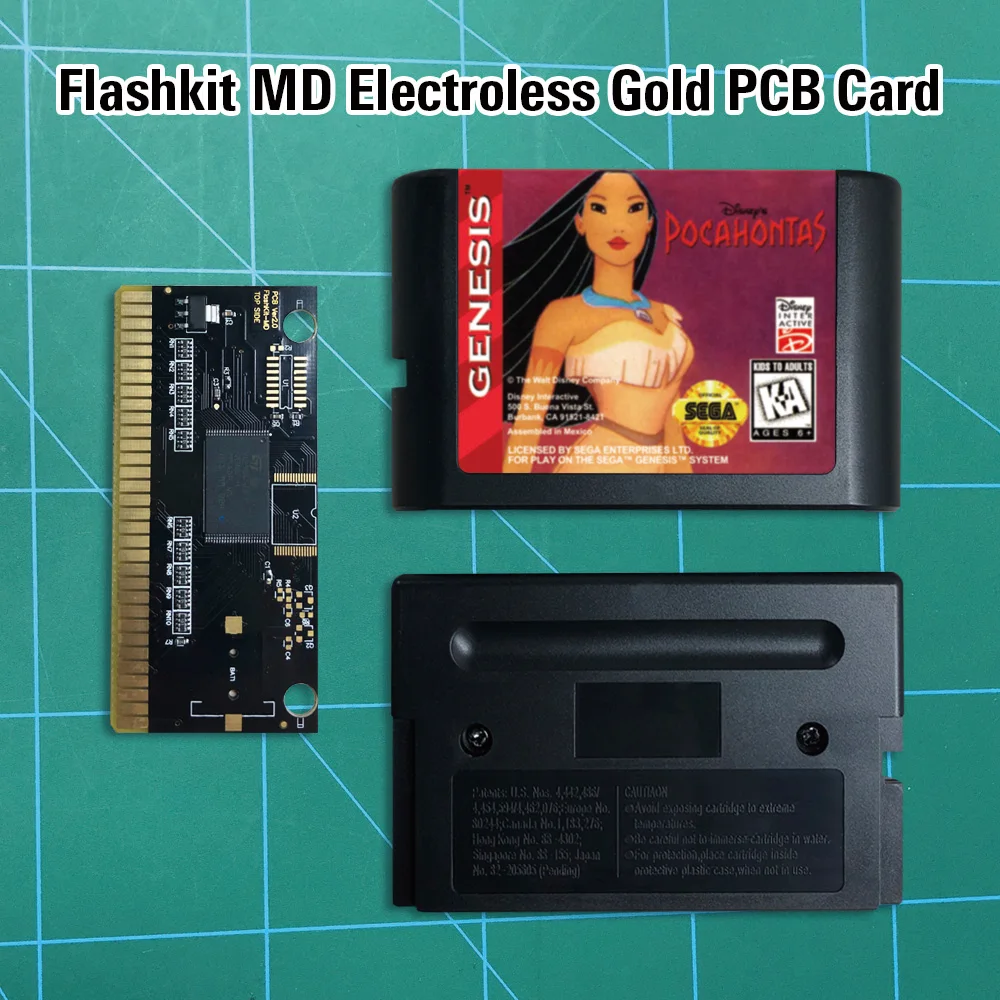 Покахонтас Flashkit MD никелевое золото схема на основе печатной платы 16 бит игры