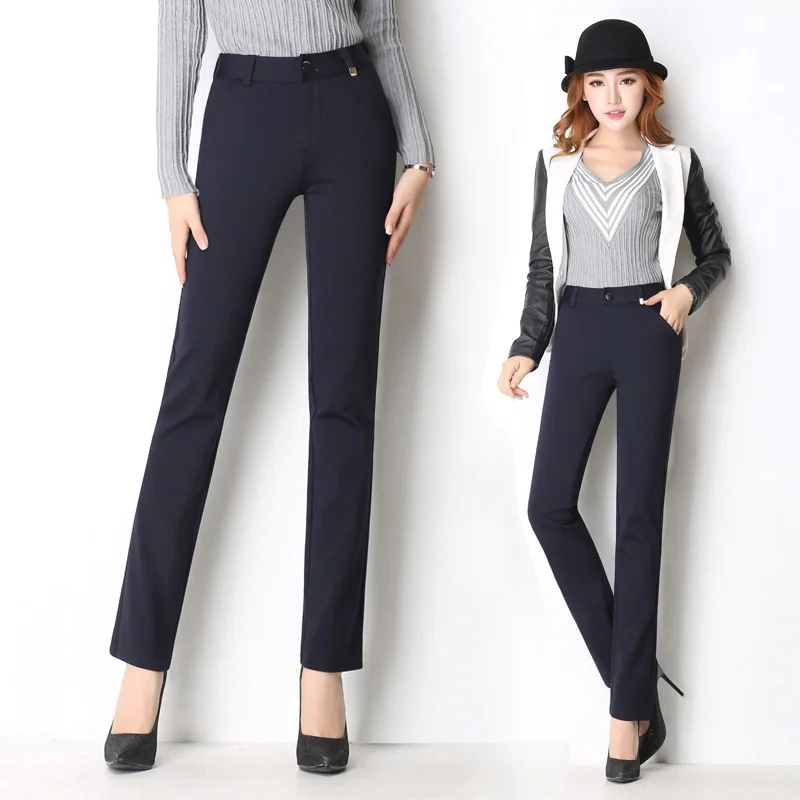 

2020 Autumn Winter Women Pants Plus Velvet Fashion Extra-large Female Casual Silm High-waist Zipper Straight Pants Oversize