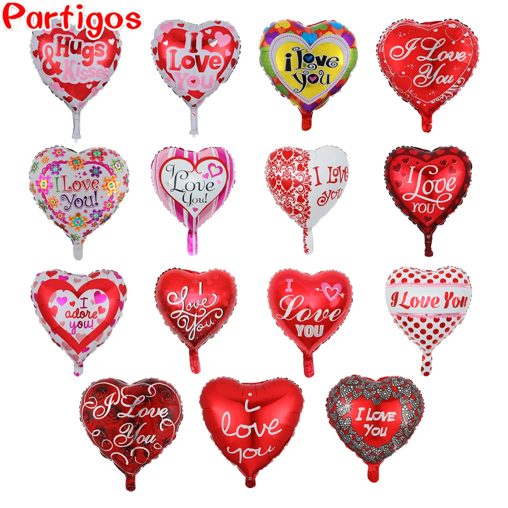 

10pcs/lot 18inch heart balloons wedding Valentine's Days i love you Aluminium foil helium globos wedding decoration globos