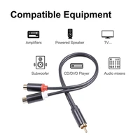 rca male to double rca female audio cable with gold plated plugs for power amplifier speaker mixer audio transfer anti oxidation