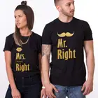Парная одежда Mr Mrs для влюбленных женщин и мужчин, футболка для мужа, жены, семьи, подходящий образ, Модные топы для девушек, Повседневная футболка
