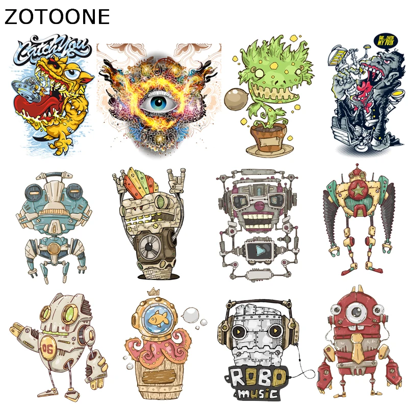 ZOTOONE мультфильм робот Монстер патчи Животные наклейки Железный На переноске для