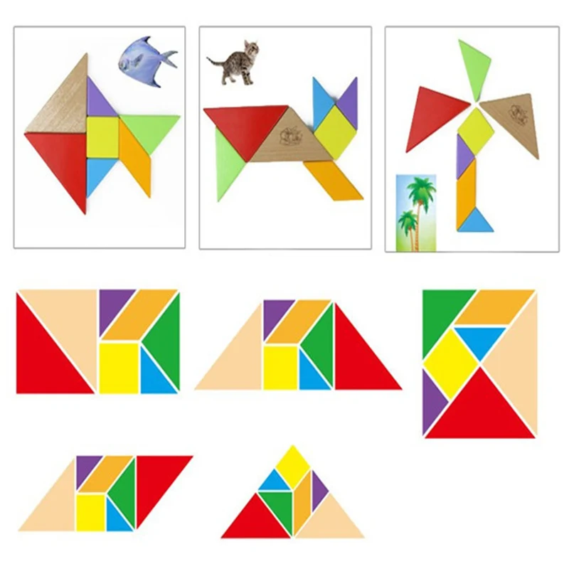 

Children Mental Development Tangram Brain Teaser Games Jigsaw Wooden Rainbow Toys Game Education Toys For Kids Learning