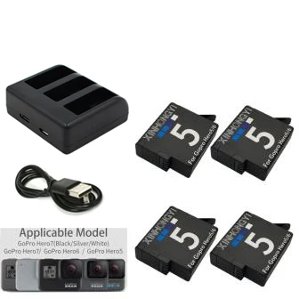 4 BatteryAndCharger hero 7 аккумулятор 1600 мАч AHDBT-501 батарея для Gopro 7 батареи+ 3 порта зарядное устройство для GoPro hero 7 6 5 Go Pro hero 5 камера - Цвет: 4 BatteryAndCharger