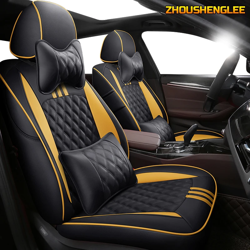 

ZHOUSHENGLEE Custom Leather car seat cover set For Jaguar XJ XF XE E-PACE XFL XEL Automobiles Seat Covers cars seats protector