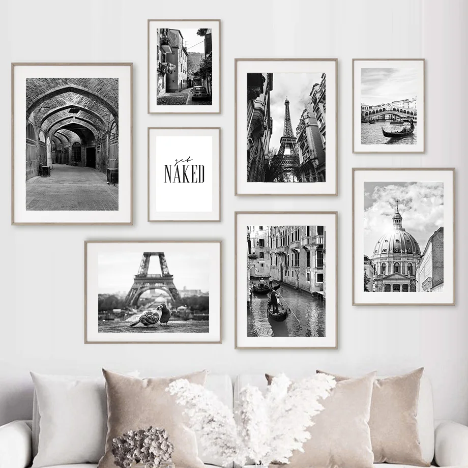 Парижская башня Венеция Крытый мост Ретро скандинавские плакаты и принты