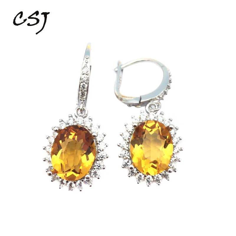 

Женские серьги из серебра 925 пробы, с цитрином, 8 х10 мм