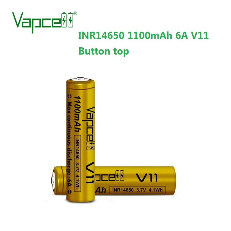 Бесплатная доставка VapCell Оригинал V11 14650 1100mah 6A Botton top 3 7 V батарея для фонарика