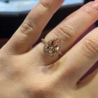 Кольцо из розового золота 14 карат с морганитом и бриллиантом, в форме груши, арт-деко старинное Помолвочное кольцо
