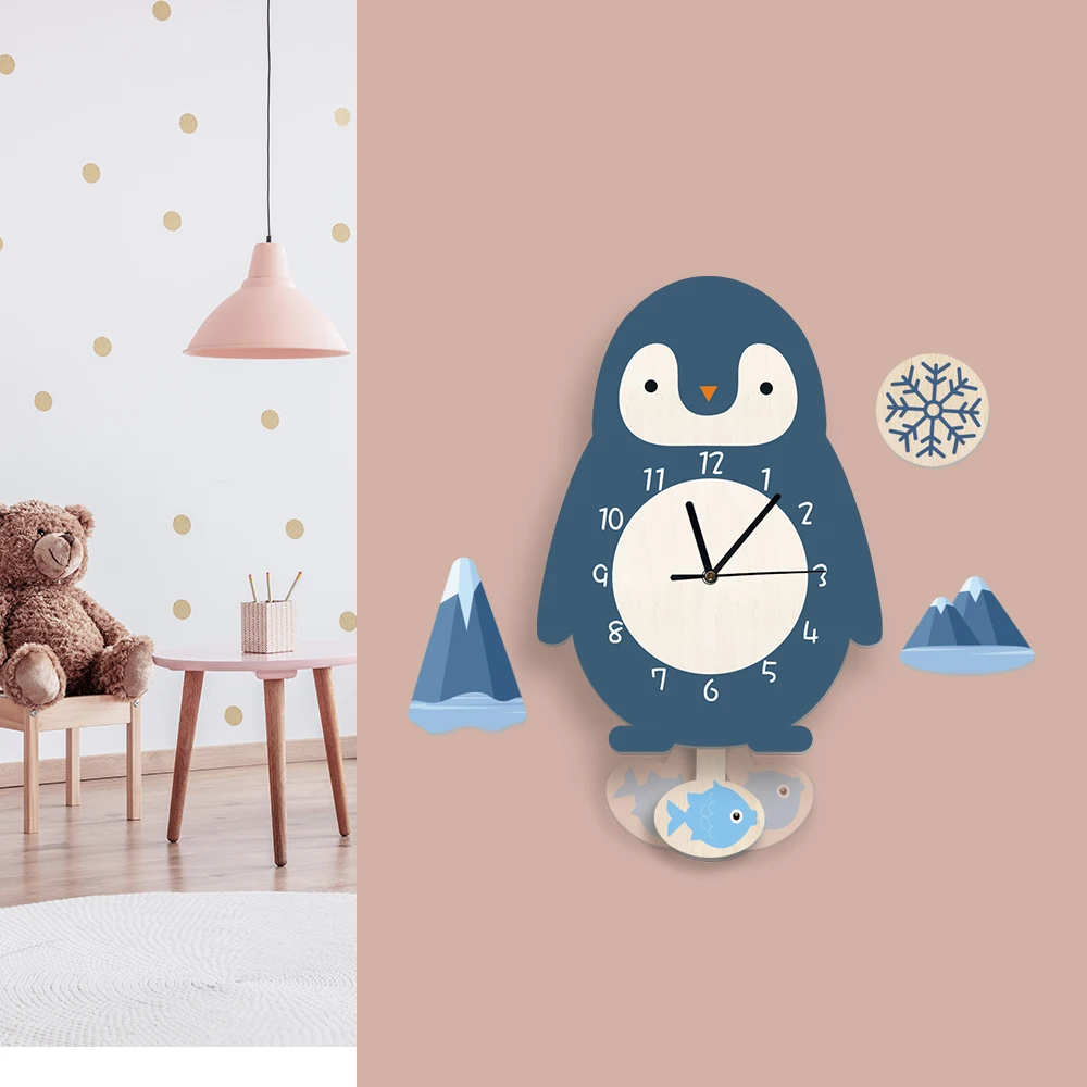 

Funlife® Penguin Wall Clocks Silent Movement Animal Cute DIY Hanging Girl's Living room New Year Gift For Boy and Girl Children