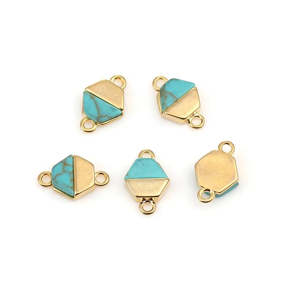 DoreenBeads соединители из меди и смолы шестиугольник 18 К золото зеленый синий