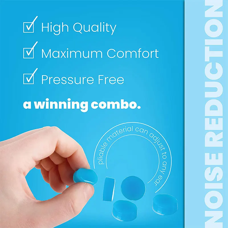 

12 Pairs of Soft Moldable Silicone Earplugs, Noise Reduction and Hearing Protection Earplugs, Blue