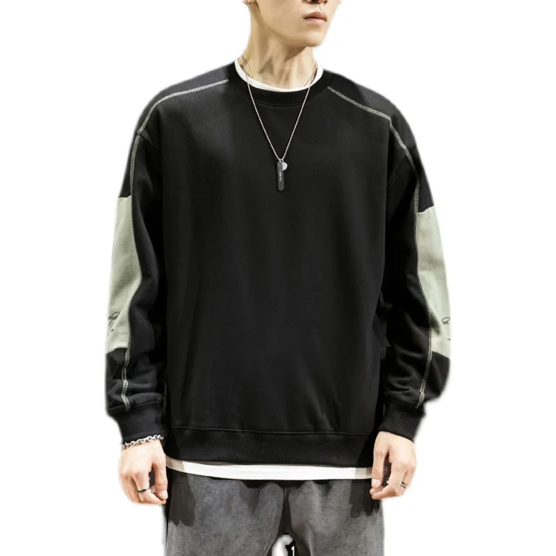 

Hoodies Sweatshirts Men Fashion Patchwork O-Neck Casual Sweatshirt Mens Streetwear Spring Autumn Youthful Vitality Mens Clothing