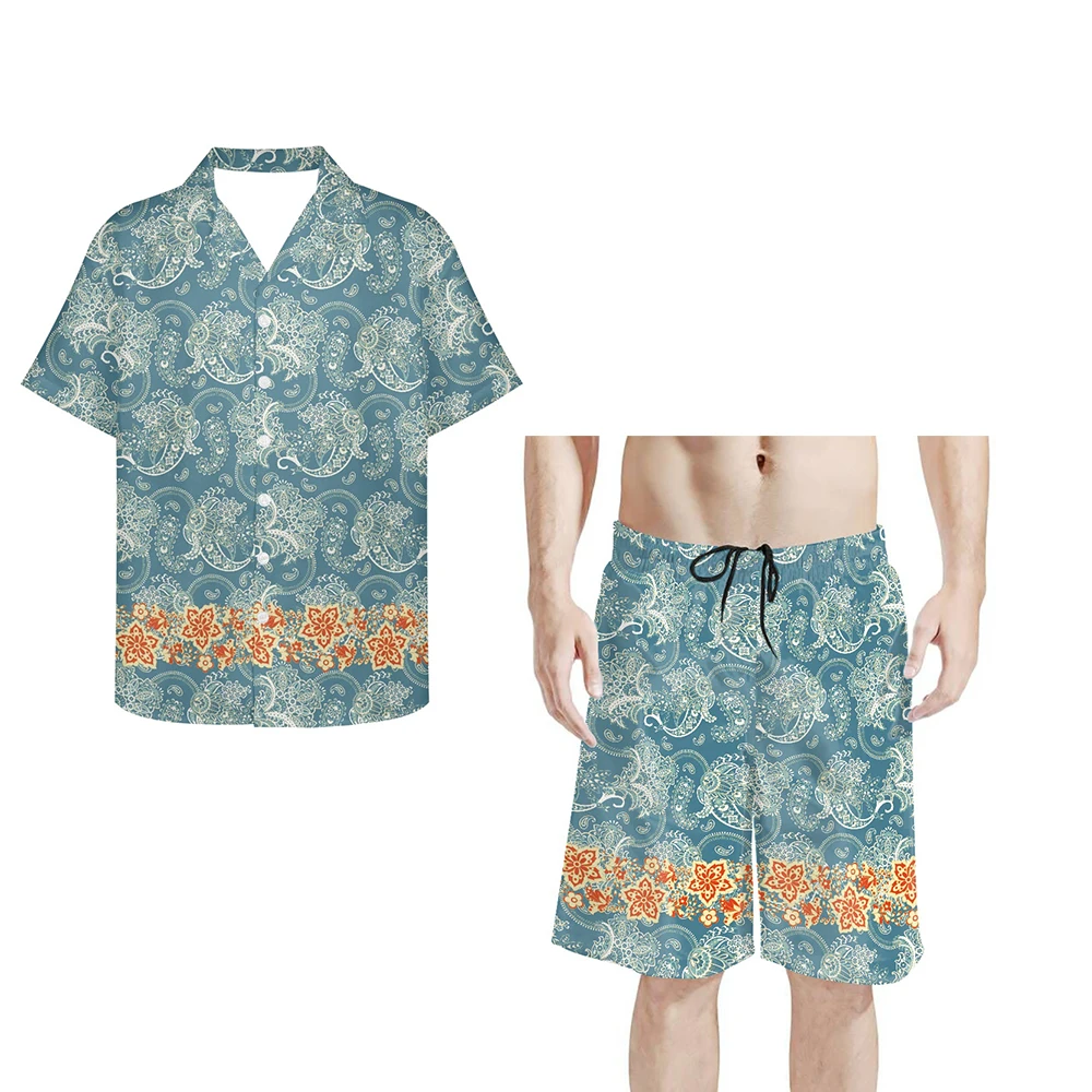 

Рубашка на пуговицах с коротким рукавом и брюки с эластичной талией, размеры до 5XL