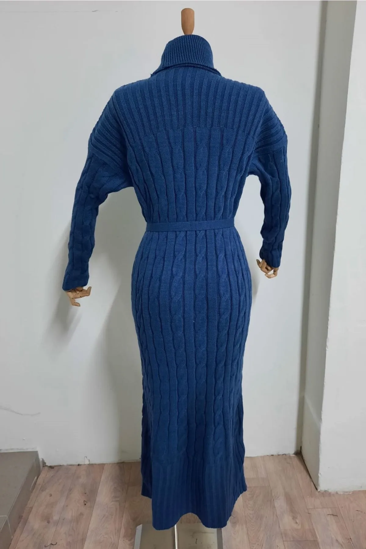 

Turtlenecks Long Knitwear Dress-Blue
