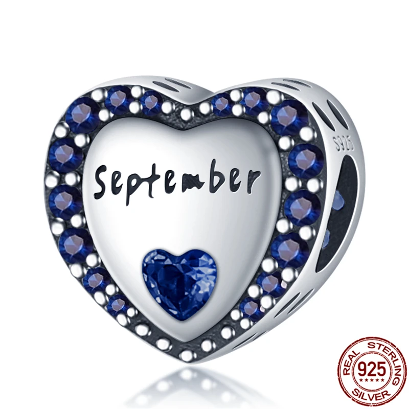 

Женский браслет и браслет из серебра 100% пробы, с темно-синими бусинами в форме сердца, 3 мм