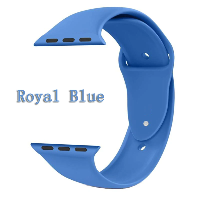 Royal Blue Oulucci Одноцветный ремешок для apple watch 38 мм/40 мм/42 мм/44 мм спортивный ремешок силиконовый ремешок аксессуары для apple watch 5/4/3/2/1 - Цвет ремешка: Royal Blue