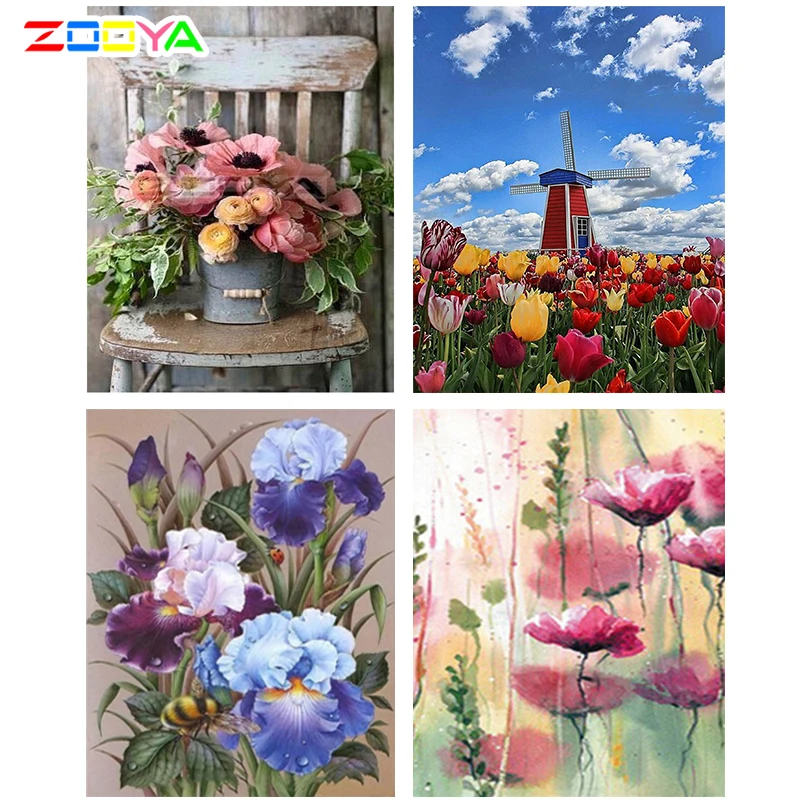 ZOOYA Алмазная Вышивка Цветы Новые поступления мозаика алмазная живопись полная квадратная Картинка из страз распродажа домашний декор BJ1994
