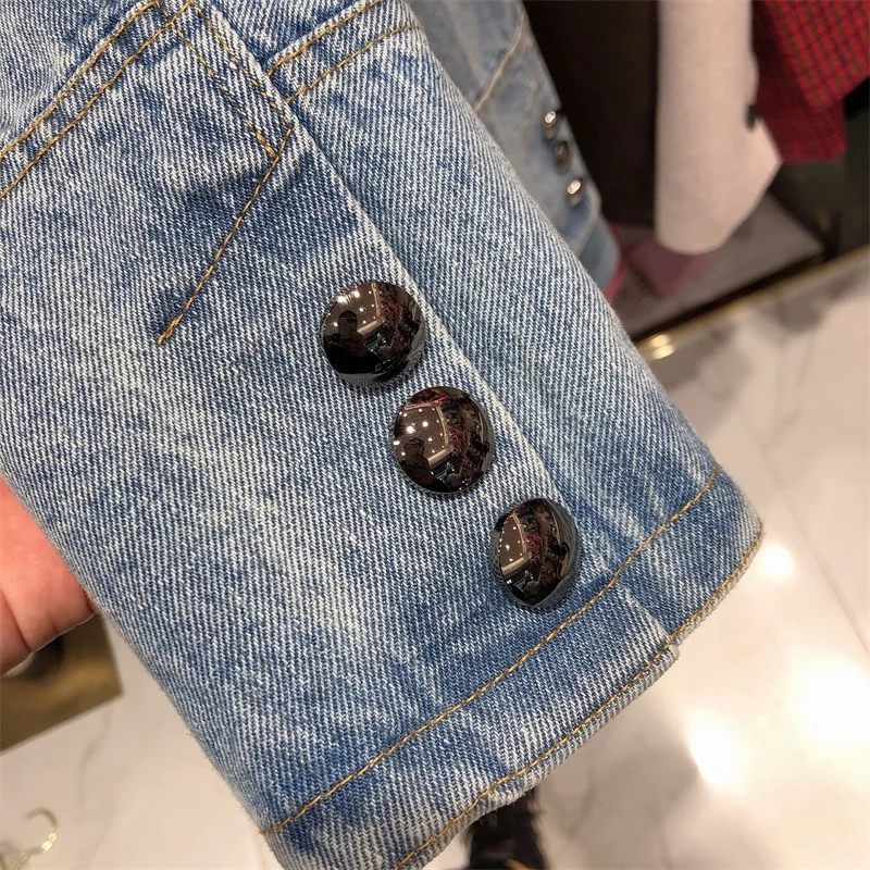 Женский блейзер куртка Дизайнерский полосатый Джинсовый в стиле пэчворк Длинные