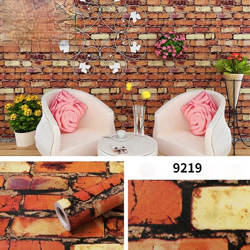 Заводская поставка дешевые рулоны каменной настенной бумаги 3d кирпич ПВХ