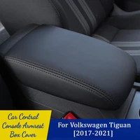 interior leather increase padfor volkswagen vw tiguan l mk2 2017 2018 2019 2020 2021 armrest box pad mat soft car accessories