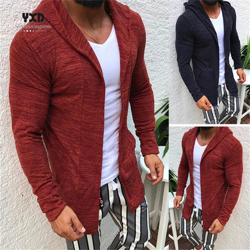 

Free shipping Men Clothes Fashion Brand Sweater Solid Slim Fit Knit hooded Patchwork Cardigan coat Korean Style Casual Clothing