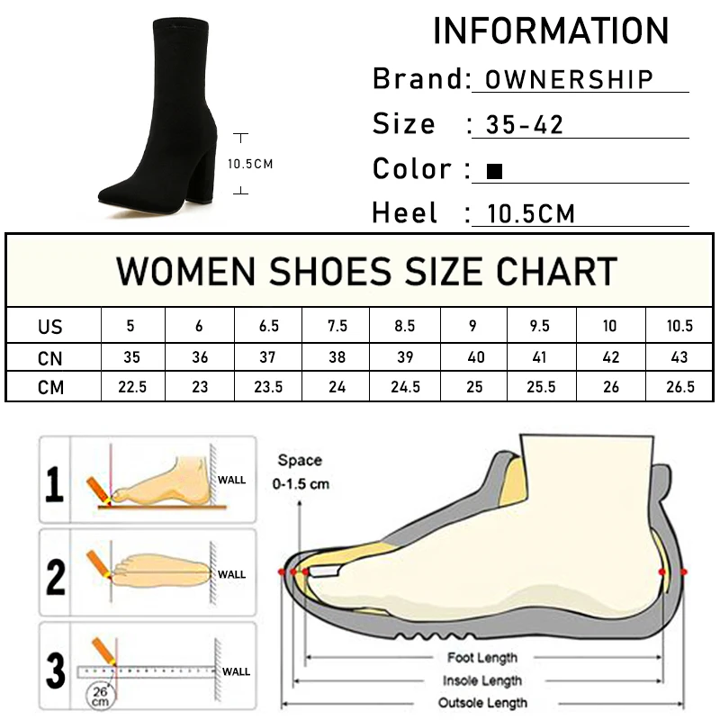 

Women Boots Woman Super High Heels Ladies Fashion Pointed Toe Ankle Boots Female Sexy Black Pumps Women's Zip Shoes Big Size 42