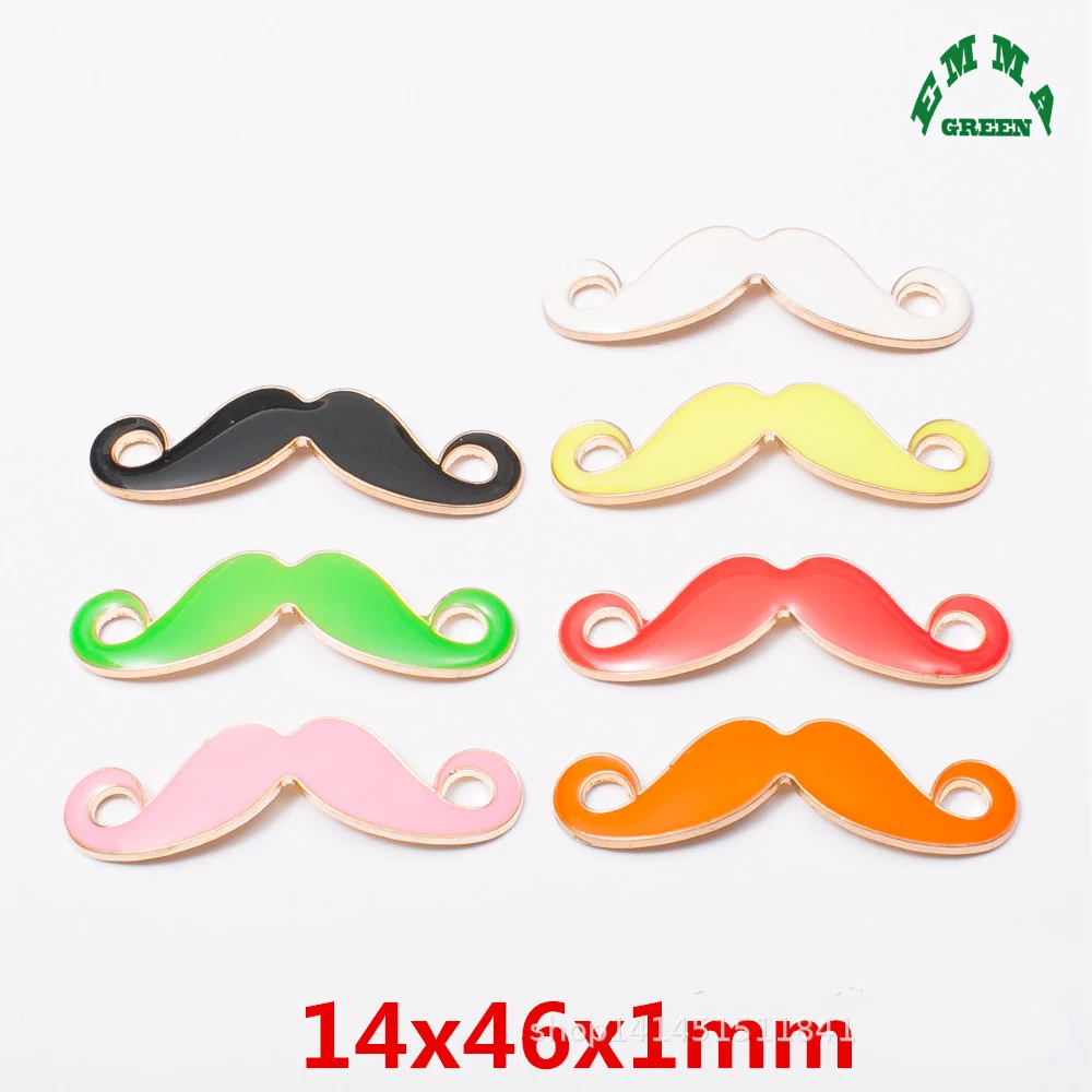 

Gold Charms for Jewelry making Mustache Charms 46mm 10pcs Enamel Charms Pendant Colorful Charms Connector Charm Vintage Charms