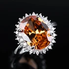 Роскошные Большие Оранжевые Кольца с кристаллами для женщин, очаровательные Роскошные циркониевые Свадебные обручальные женские кольца, подарок