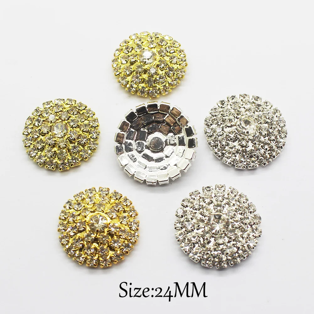 

10Pcs 25mm Full Crystal Rhinestone jewelry accessories Silver/Gold Metal shank Sewing decoration holiday handmade design