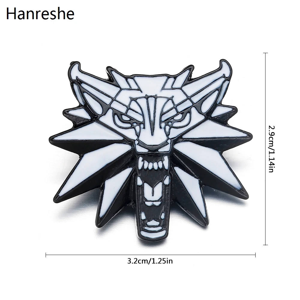 Ведьмак 3 Дикая Охота Волчья Голова эмалированная брошь красивое штырь отворотом