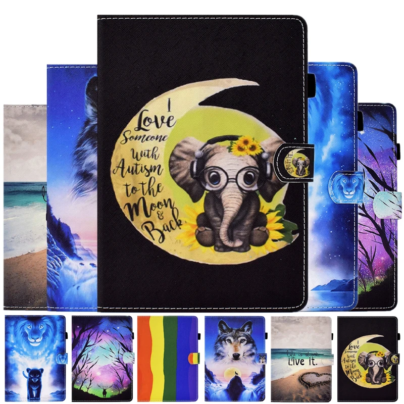 

Cover For Amazon Kindle Fire HD10 HD 10 Cartoon Leather Sleep Case For Amazon HD10 HD 10 2015 2017 2019 10.0 inch Cover Cases