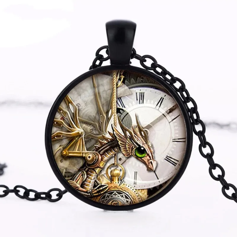 

Часы в стиле стимпанк с фотографией динозавра, подвеска на цепочке, ожерелье, модные ювелирные изделия, аксессуары для женщин и мужчин, пода...