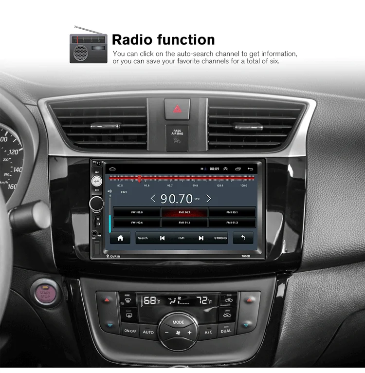 Автомобильный мультимедийный плеер Android 8 1 2 Din 7 '' Mirror link Bluetooth FM Wi Fi AUX GPS