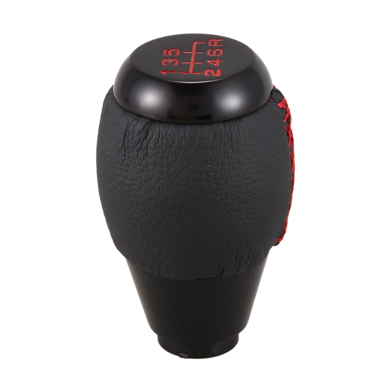 6 скоростей ручная Красная строчка черная кожаная ручка переключения передач для