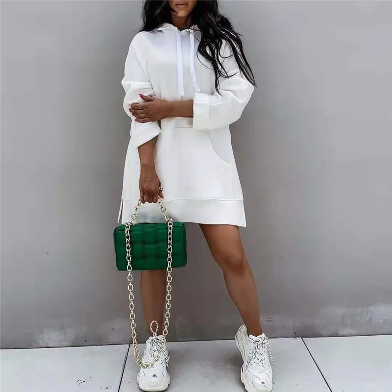 

Осень 2021, милое платье с капюшоном и карманами-кенгуру, Женская милая уличная одежда для девочек, Свободный комбинезон с капюшоном для вечер...