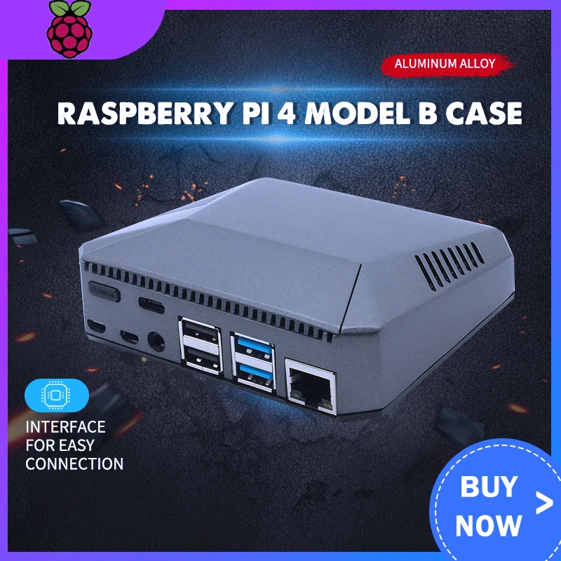 Чехол для Raspberry Pi 4 Model B Алюминиевый металлический корпус из АБС пластика чехол