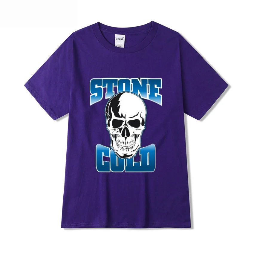 

2021 men's high-quality sports spring and summer new wrestler cold stone Austin printed round collar stud T-shirt