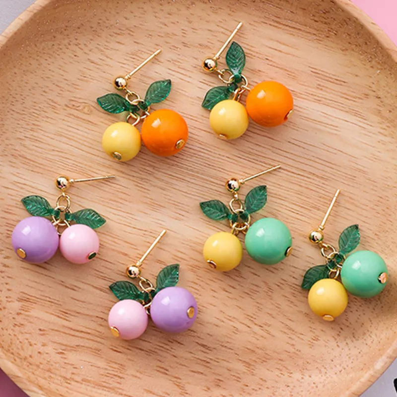 Корейские акриловые милый оранжевый серьги с фруктами Висячие капли Новинка еда