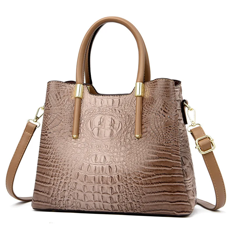 fashion alligator women handbags designer luxury crocodile pu leather shoulder crossbody bags retro large tote female purse 2022 free global shipping