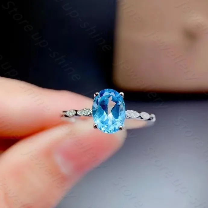 

Natural Topaz Ring 925 Silver Women's Ring Luxury Atmosphere Fashion All-match