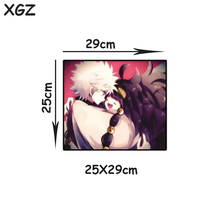 

XGZ Custom Large Computer Desk Mat Black Lock Edge Hunter Anime Cute Girl Mouse Pad Natural Rubber Non-slip for Lol Csgo Gamer