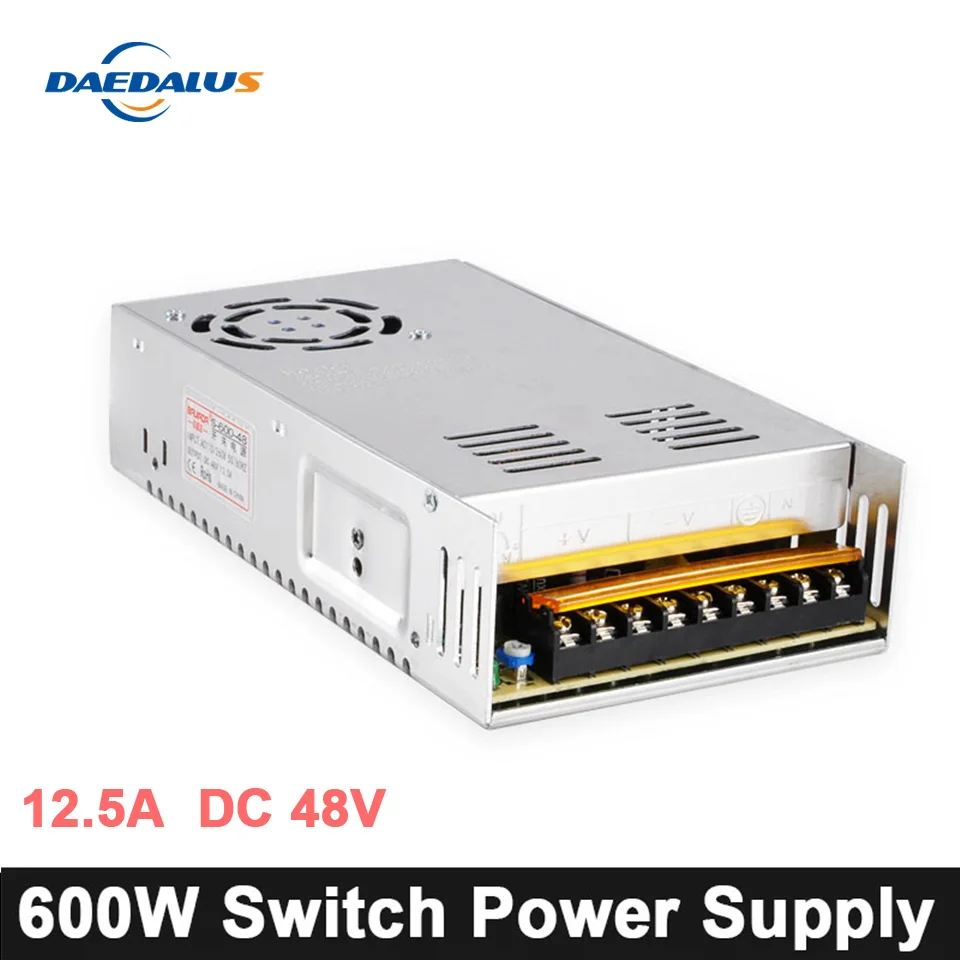 CNC 600W импульсный источник питания 12.5A DC 48V Источник Регулируемый адаптер Входное