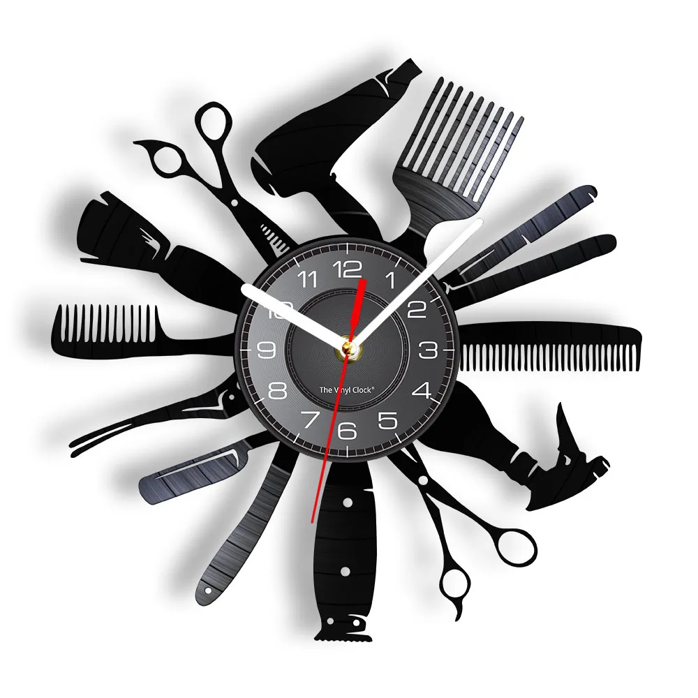Hairdressing Tools Barber Shop Wall Clock Hair Salon Decor Color Changing Contemporary Hairdressing Watch Gift For Hairdressers